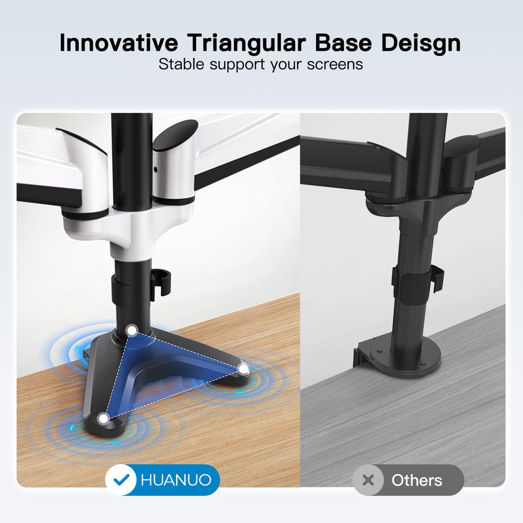 Triple Monitor Stand - Full Motion Articulating Monitor Mount Fit Three 17 to 32 inch LCD Computer Screens with Clamp, Grommet Kit