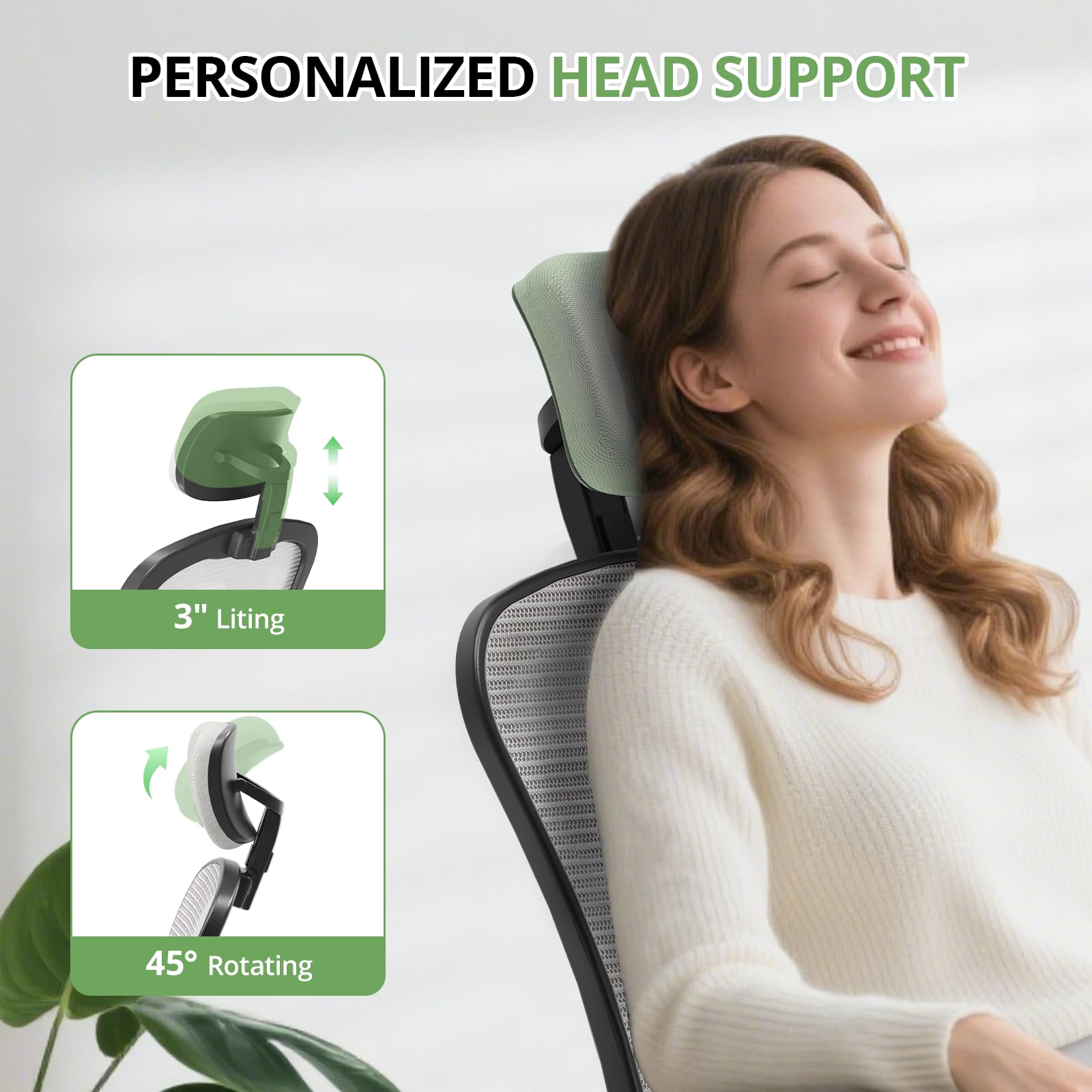 Office Chair Ergonomic Desk Chair, 330LBS Capacity, High Back Computer Design for Long Hours Comfort, Rolling Swivel Executive Task for Home Office with Flip-up Armrests, Black Grey