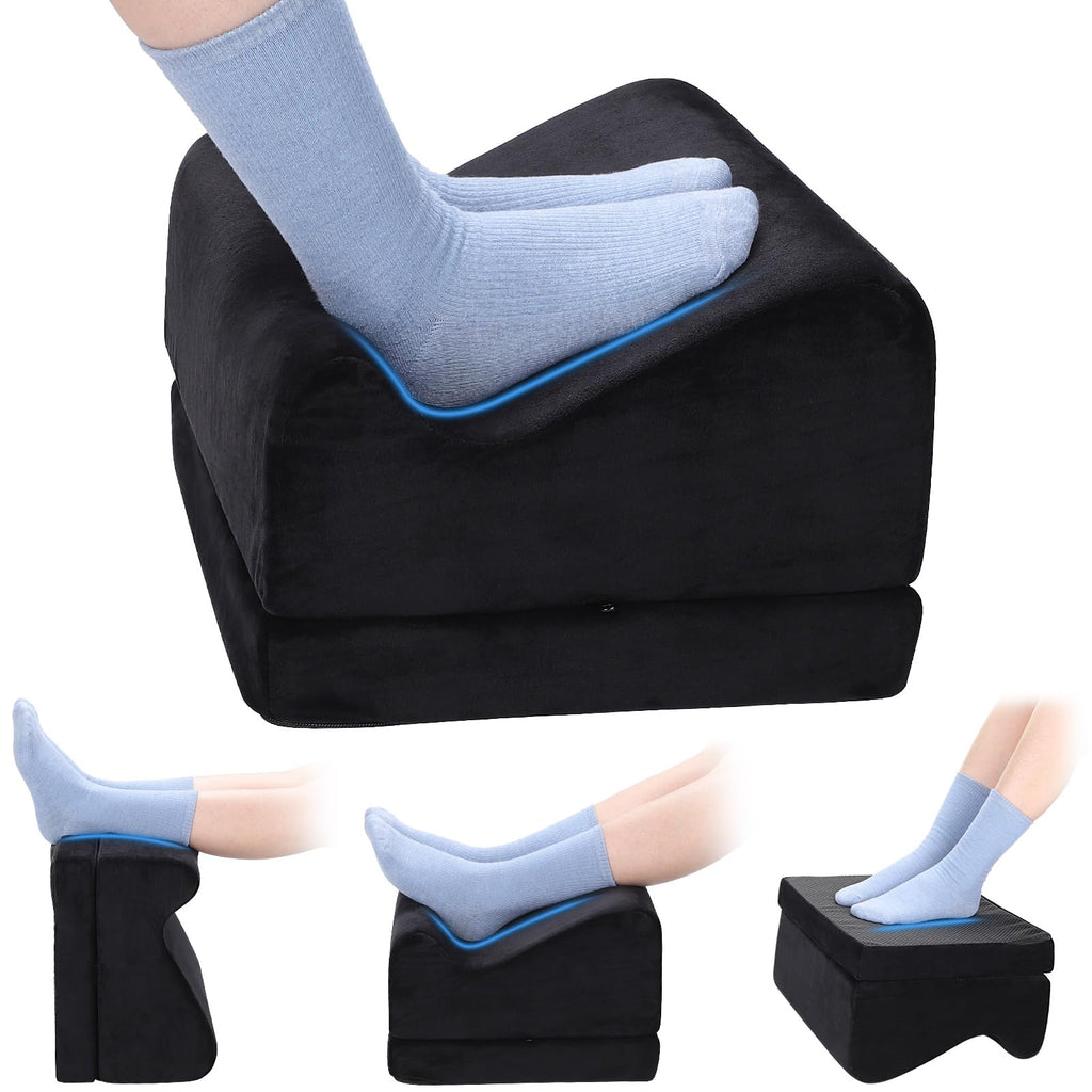 Ergonomic Foot Rest for Under Desk at Work, Multi-Angle Adjustable Height Under Desk Footrest for Office Gaming Chair, High-Density Foam Footstool Leg Elevation Pillow for Back Hip Knee Pain Relief