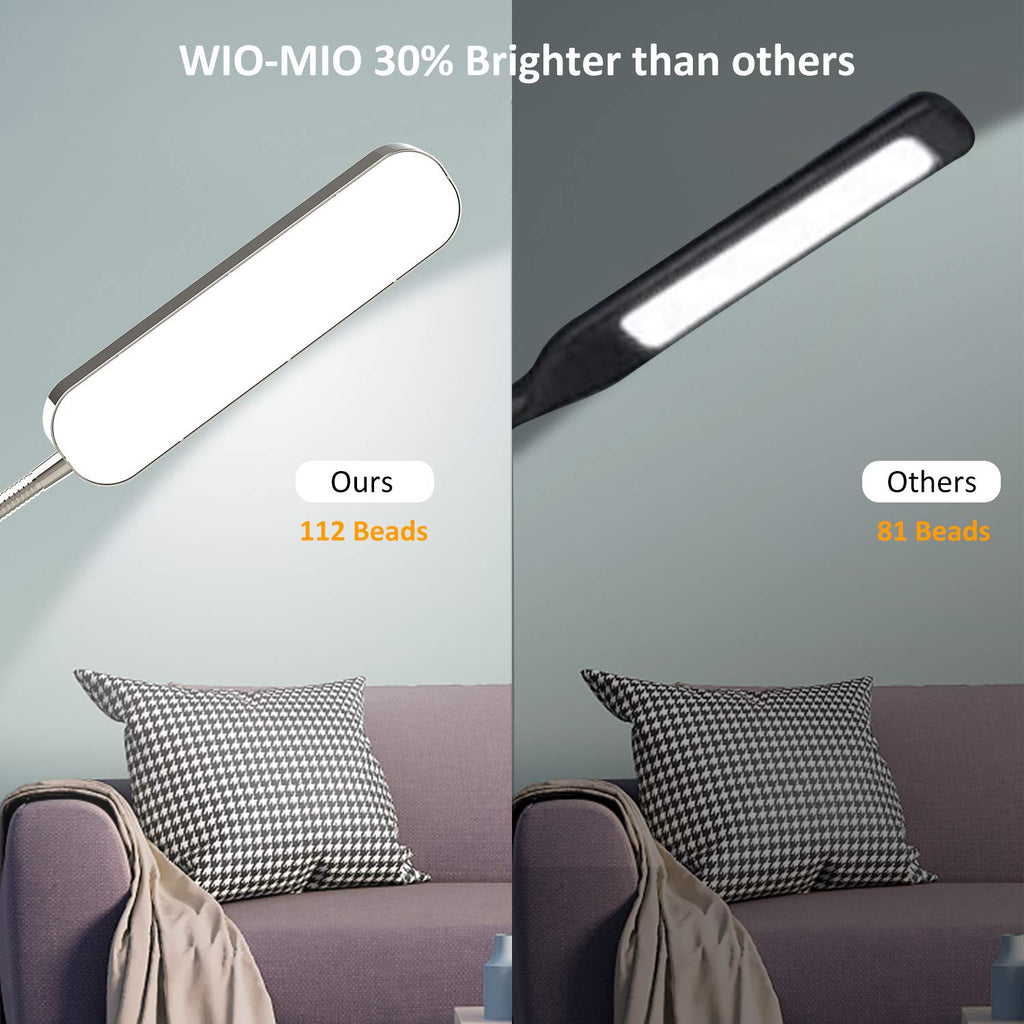 15w/1000lm Bright LED Floor Lamp with Stepless Adjustable 3000K-6000K Colors and Dimmer, Remote and Touch Control Reading Lamp, Adjustable Gooseneck Floor Lamp for Living Room