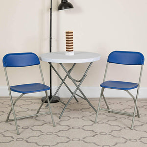 Set of 10, Blue Hercules Series Plastic Folding Chairs for Parties and Weddings, Stackable Commercial Event Seats,