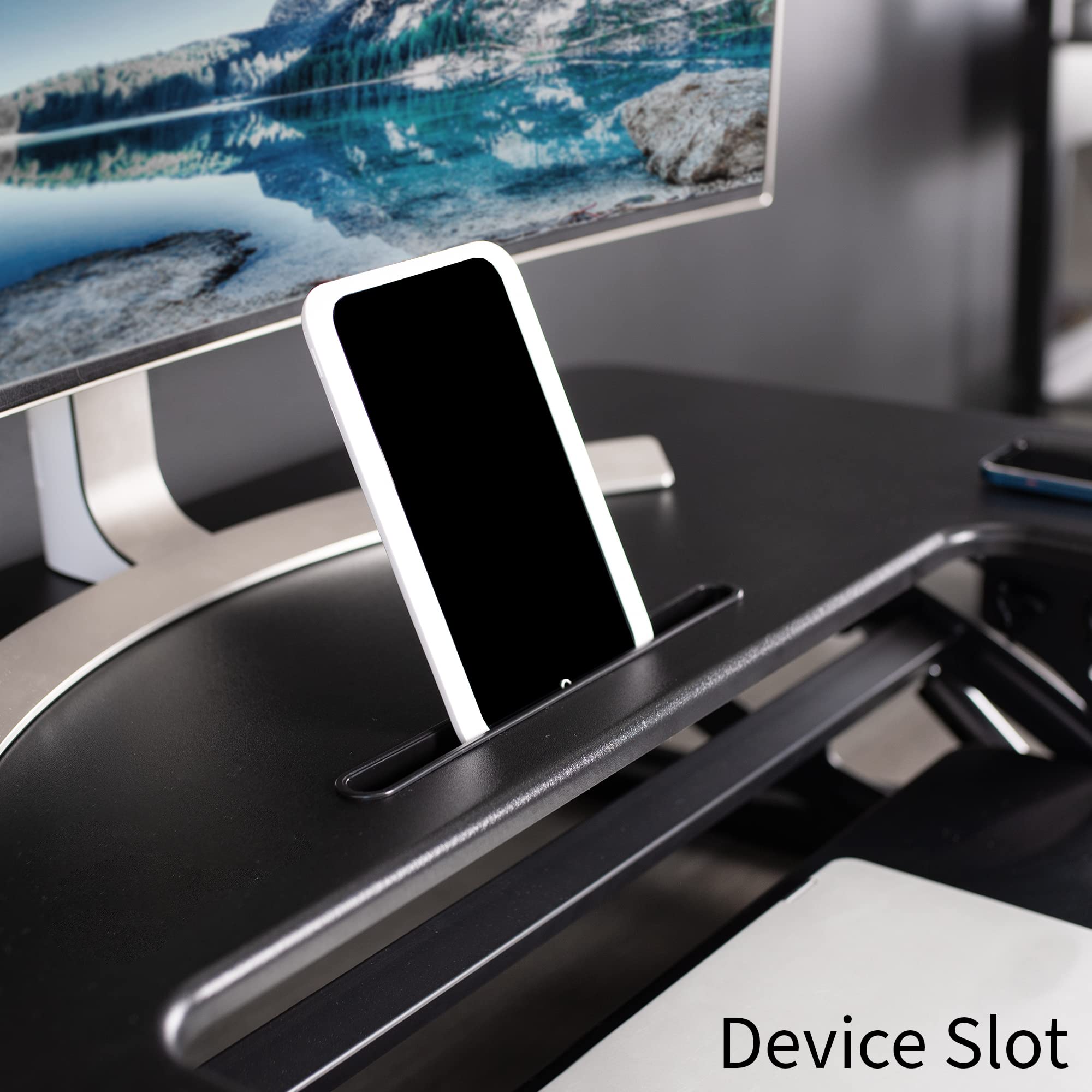 36 inch Height Adjustable Stand Up Desk Converter, V Series, Quick Sit to Stand Tabletop Dual Monitor Riser Workstation, Black, DESK-V000V