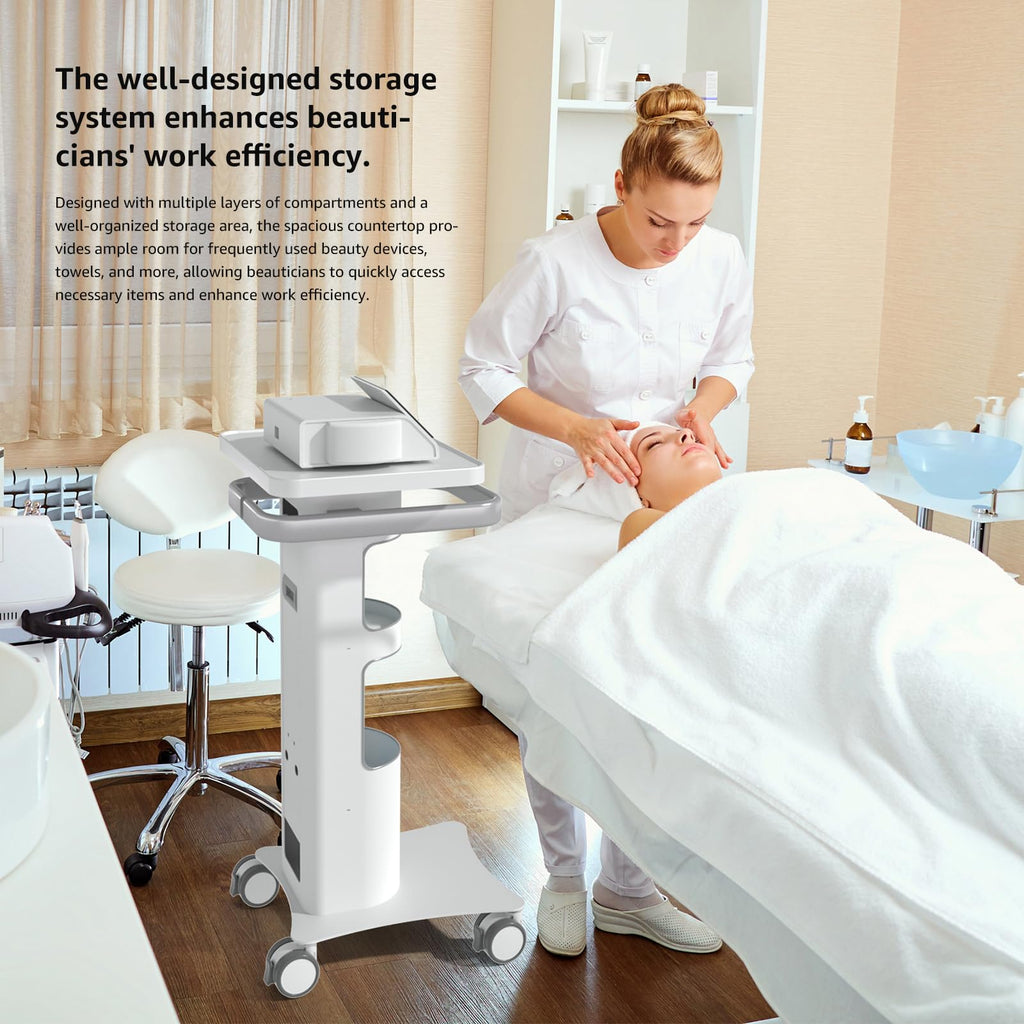 Medical Trolley with Lockable Wheels-Ultrasound Imaging Scanner Cart,15.7 x 13 Inch Panel, Mobile Dental Cart for Clinics,