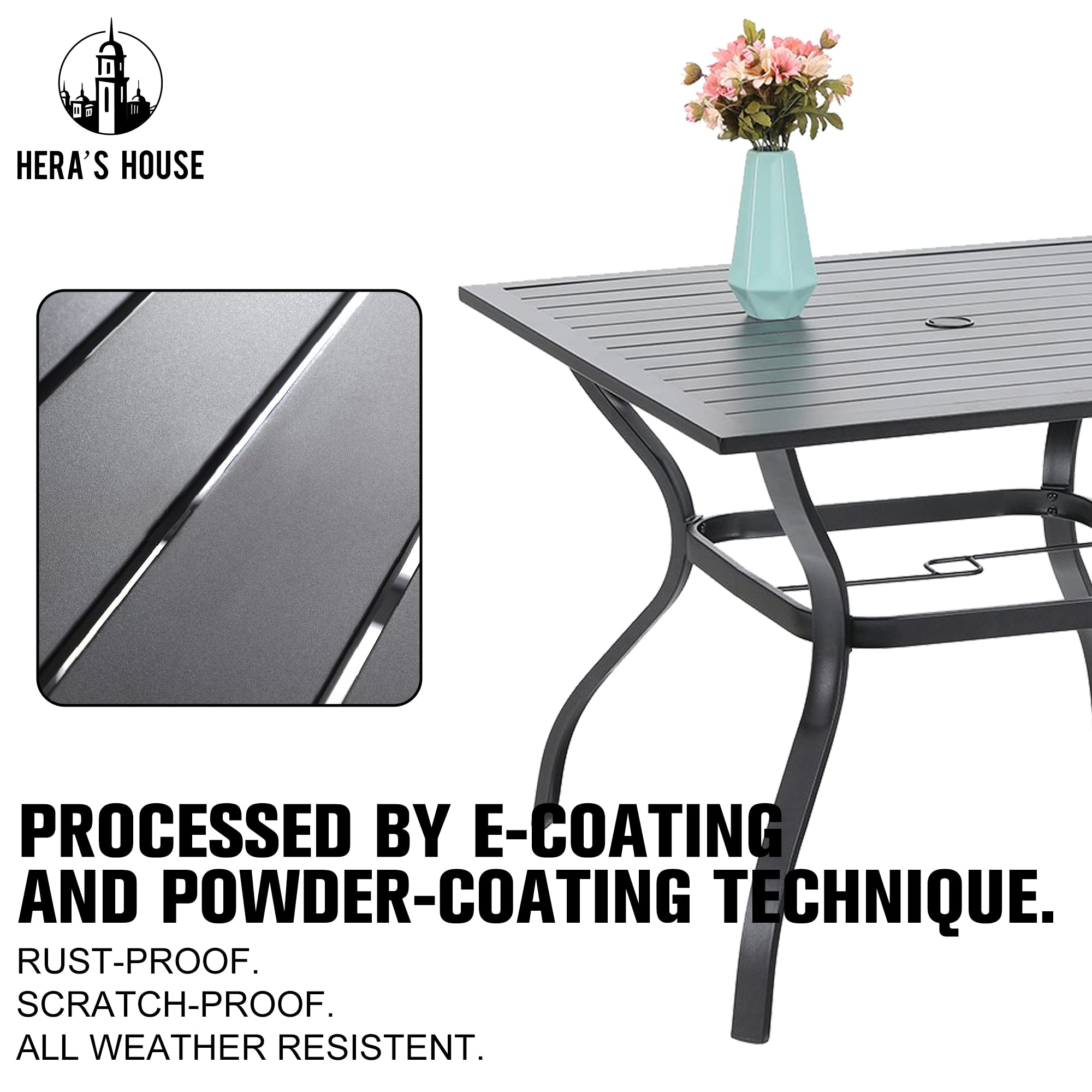 5 Pieces Patio Dining Set, Outdoor Dining Set for 4, 4 x Swivel Rattan Dining Chair, 1 x 37” Square Metal Dining Table, for Lawn Garden Backyard Deck