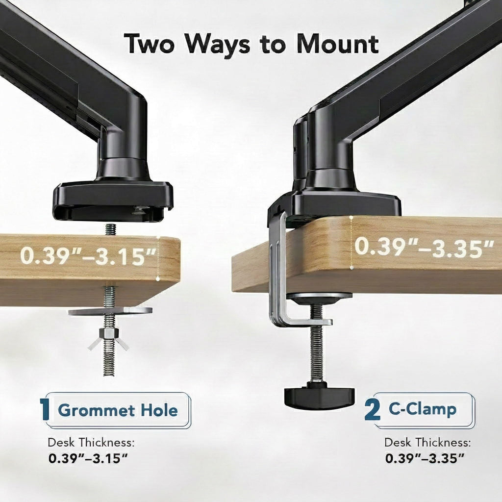Dual Monitor Mount for 2 Monitors up to 30 inches, Each Arm Holds Max 22lbs, Dual Monitor Stand with Advanced System, Height-Adjustable/Tilt/Swivel/Rotate, VESA Standard 75mm or 100mm