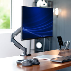 Single 17 to 32 inch Monitor Height Adjustable Counterbalance Mechanical Arm Desk Stand, Classic, Universal VESA Mount, STAND-V001O