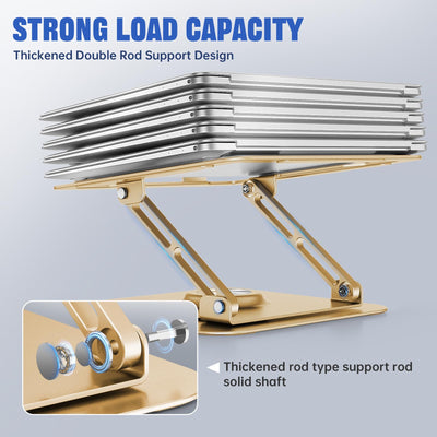 Laptop Stand for Desk, Adjustable Computer Stand with 360° Rotating Base, Ergonomic Laptop Riser for Collaborative Work, Foldable & Portable Laptop Stand, fits for All 10-16