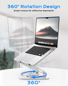 Adjustable Laptop Stand, Computer Stand with 360 Rotating Base, Ergonomic Laptop Riser Mount for Desk Foldable Protable Computer Desk Fits with MacBook Pro Air (10-16