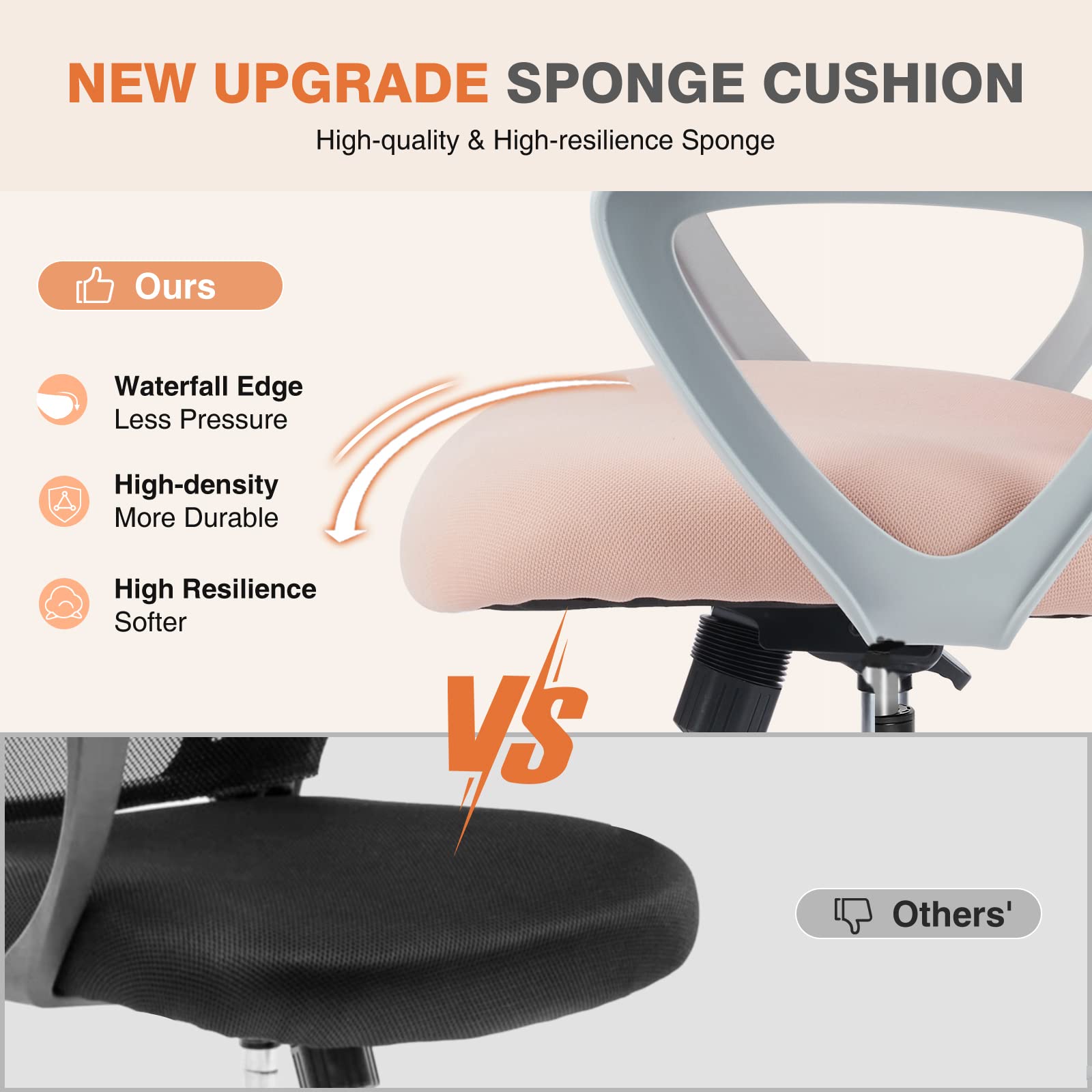 Home Office Managerial Executive Chair with Ergonomic Design, Mid-Back Mesh Swivel, Comfortable Lumbar Support, Comfy Arms for Bedroom,Study,Student
