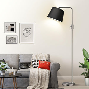 【Upgraded】 Dimmable Floor Lamp, 1000 Lumens LED Edison Bulb Included, Brushed Nickel Arc Floor Lamps Modern Standing Lamp with Black Shade, Tall Lamps for Living Room Bedroom
