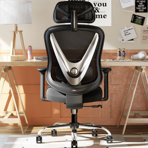 Ergonomic Mesh Office Chair - 3D Adjustable Lumbar Support & 3D Armrests, V-Shaped Back, Adjustable Desk Chair for Office & Home, Black