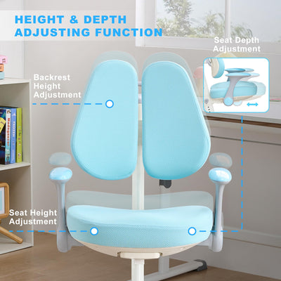 Kids Desk Chair,Ergonomic Chair: Height-Adjustable, Double Back Support – Multifunctional for Study/Work/Dining | Ideal for Kids, Petite Adults – Ultra-Comfy (Bedrooms, Schools, Offices)(Blue)