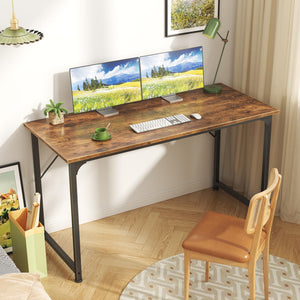 Computer Desk, 48 Inch Office Desk, Gaming Desk with Storage, Writing Desk Work Desk for Home Office, Study, Modern Simple Desk, Large Legroom, Metal Frame, Rustic Brown