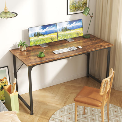 Computer Desk, 48 Inch Office Desk, Gaming Desk with Storage, Writing Desk Work Desk for Home Office, Study, Modern Simple Desk, Large Legroom, Metal Frame, Rustic Brown