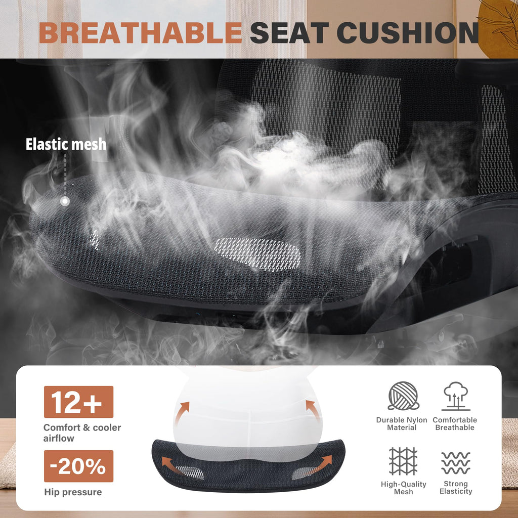 Ergonomic Mesh Office Chair | Adjustable Headrest, 5D Armrests & Footrest | High Back Computer Chair