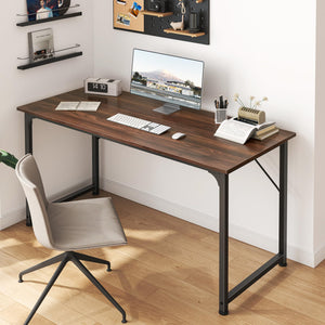 Computer Desk, 48 Inch Office Desk, Gaming Desk with Storage, Writing Desk Work Desk for Home Office, Study, Modern Simple Desk, Large Legroom, Metal Frame, Walnut