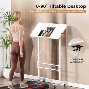 Standing Desk Adjustable Height & Tiltable Tabletop, Portable Stand Up Desk for Laptop, Mobile Folding Desk for Home Office Work and Walking Pad Treadmill, Height 30.7