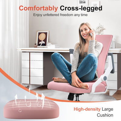 Ergonomic Office Chair with Flip-up Armrests Executive Computer Chair for Home Office, Breathable Mesh & Comfy Lumbar Support, Pink