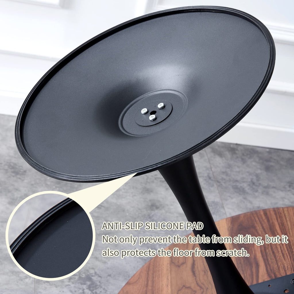 42" Tulip Table for 4-6 Persons Modern Round Dining Room Table, Mid-Century Modern Walnut Small Kitchen Table with MDF Wooden Top, Leisure Coffee Table for Living Room, Dining Room, Office