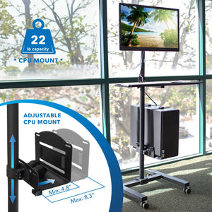 Rolling Computer Cart on Wheels, Mobile Desk Workstation with Monitor Mount for up to 32
