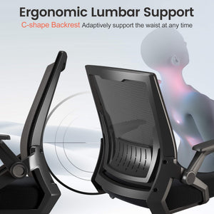 Ergonomic Office Chair with Flip-up Armrests Executive Computer Chair for Home Office, Breathable Mesh & Comfy Lumbar Support, Black