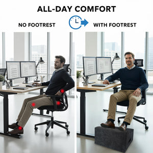 Foot Rest Under Desk, Ergonomic Foot Stool, Comfortable Office Footrest with Curved Design, with Washable Cover for Home and Office, Relieves Leg Pressure (Dark Gray)