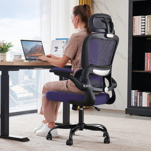 Office Chair Ergonomic Desk Chair, 330 LBS Home Mesh Office Desk Chairs with Wheels, Comfortable Gaming Chairs (Violet)
