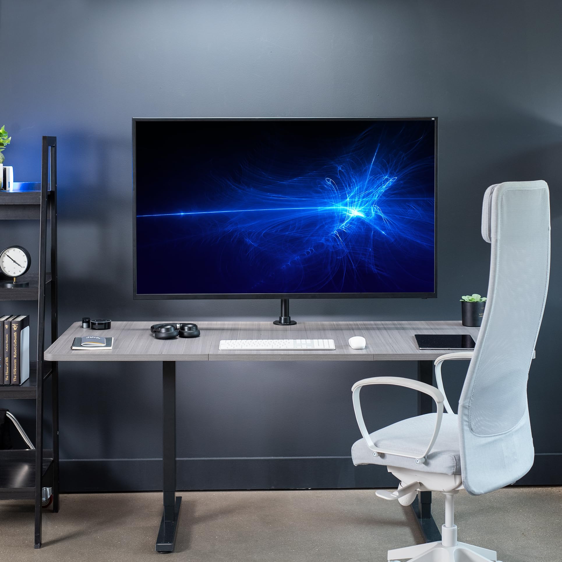 Ultra Wide TV Desk Mount for up to 55 inch Screens Weighing 66 lbs, Full Motion Height Adjustable Single Television Stand, Black, STAND-V155C