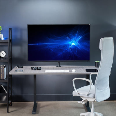 Ultra Wide TV Desk Mount for up to 55 inch Screens Weighing 66 lbs, Full Motion Height Adjustable Single Television Stand, Black, STAND-V155C