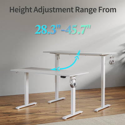Electric Standing Desk, 63 x 24 Inches Height Adjustable Desk, Sit Stand up for Work Office Home, Ergonomic Rising Computer Table with Memory Preset, White
