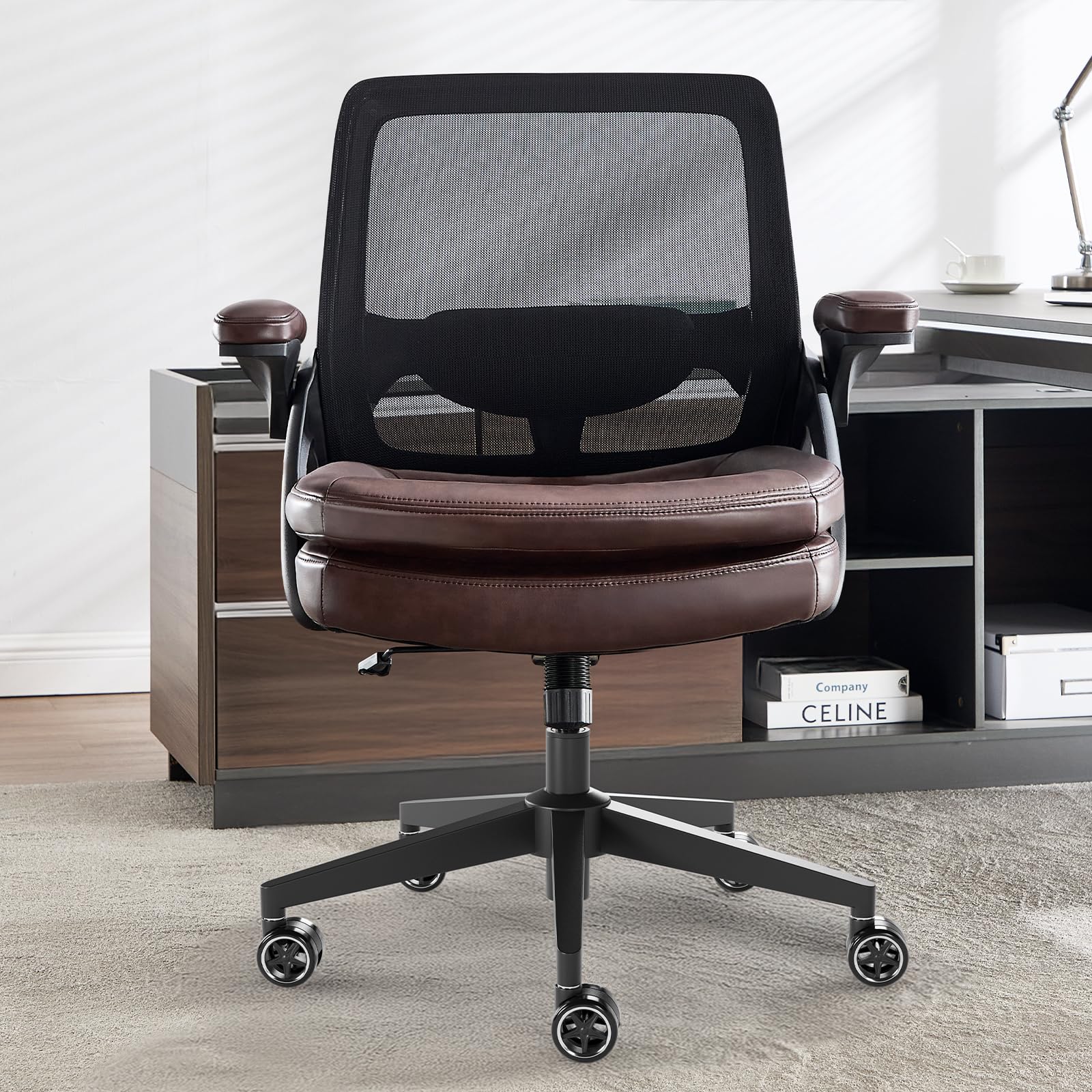 Big and Tall Office Chair, 500lbs Heavy Duty Ergonomic Mesh, Brown