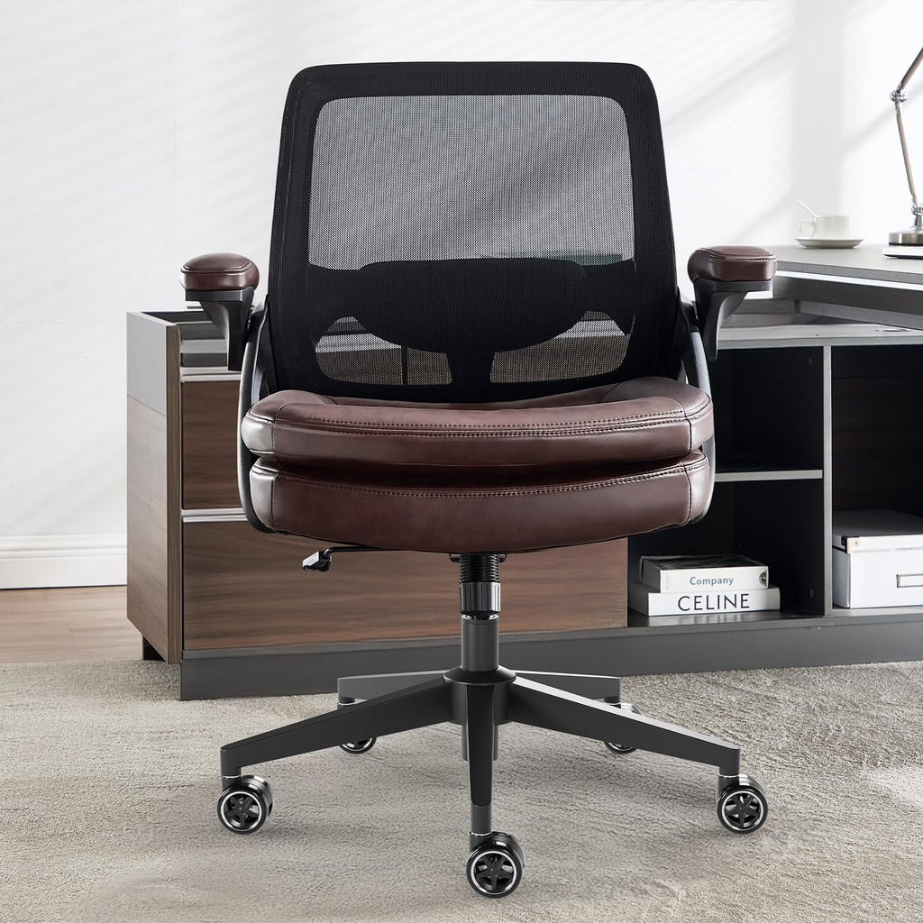 Big and Tall Office Chair, 500lbs Heavy Duty Ergonomic Mesh, Brown