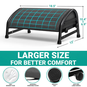 Adjustable Foot Rest for Under Desk at Work, Ergonomic Foot Stools with 7 Positions, Elevated Cushion Under Desk Footrest with Metal Frame, Leg Rest Used for Home, Car, PC Gaming Accessories