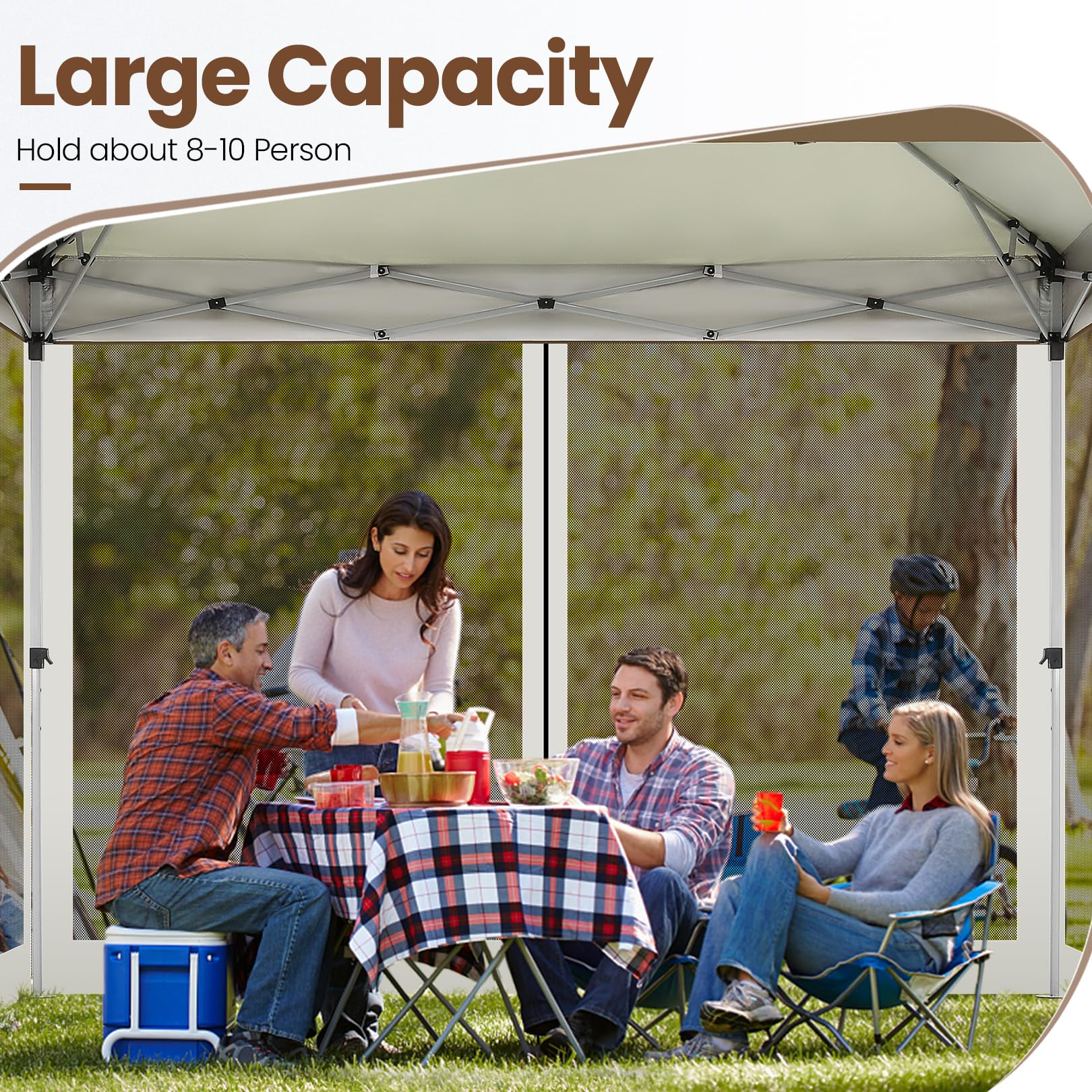 11x11 Pop Up Gazebo Canopy Tent Easy Up Outdoor Gazebo Waterproof Upgrade Portable Gazebo with Mosquito Nettings, Double Vented Roof and Carry Bag for Patio Garden Lawn(Gray)