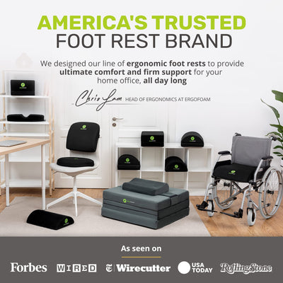 Foot Rest for Under Desk at Work Adjustable - Chiropractor-Endorsed, High-Density Foam, Velvet (Black)