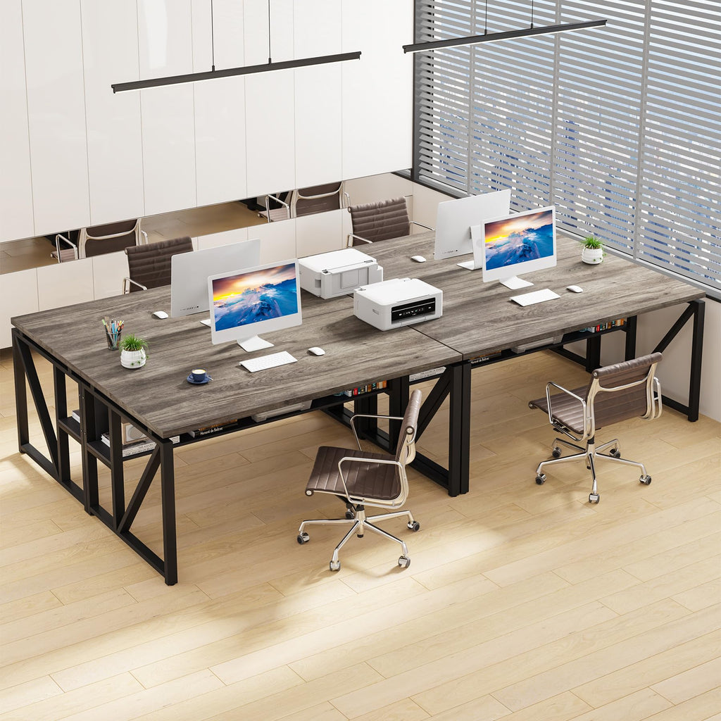 Office Desk with Drawers Sets, 55 inches L Shaped Computer Desk with Mobile File Cabinet,Big Executive Desk for Home Office Furniture Sets (Dark Oak, 55-inch)