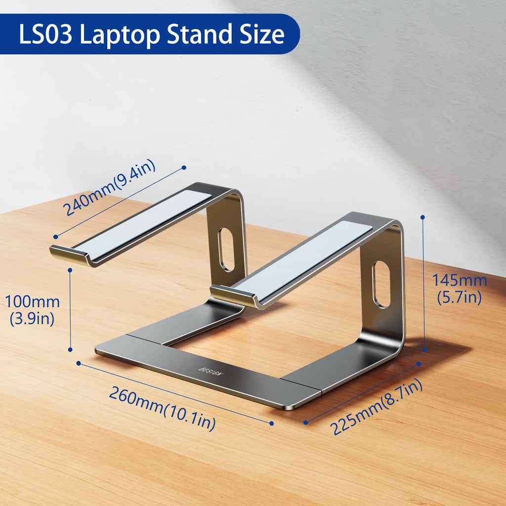 Aluminum Laptop Stand, Ergonomic Detachable Computer Stand, Notebook Holder, Laptop Mount Compatible with Air, Pro, Dell, HP, Lenovo More 10-15.6" Laptops, Gray