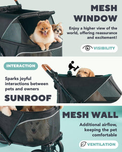 Pet Stroller for Large Dogs up to 110lbs, Large Pet Stroller for Multiple Pets, All-Terrain with Adjustable Handle & Mesh Dual-Window, 1680D Waterproof Oxford Fiber