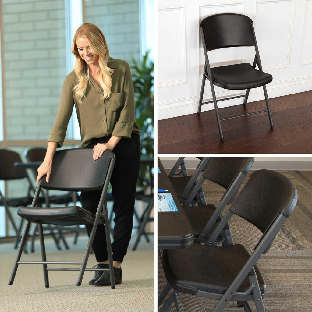 80187 Commercial Grade Folding Chair,  4 Pack, Black