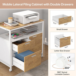 L Shaped Desk with Drawer Cabinet, 63