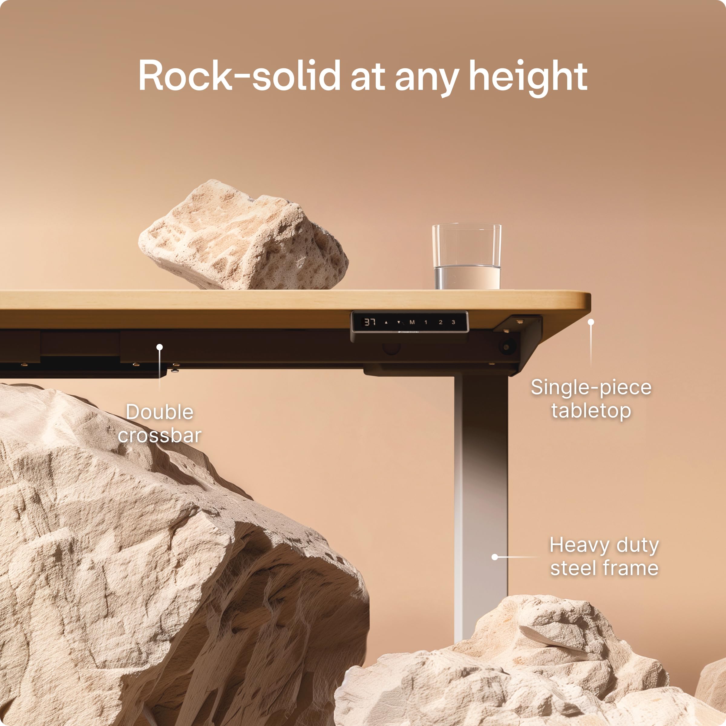 HomePro Standing Desk 54x28 — Made in Europe, Ergonomic Sit Stand Home Office Desk, Electric Height Adjustable, Dual Motor, USB & USB-C Charging, Wobble-Free, Touchscreen, 3 Memory Presets