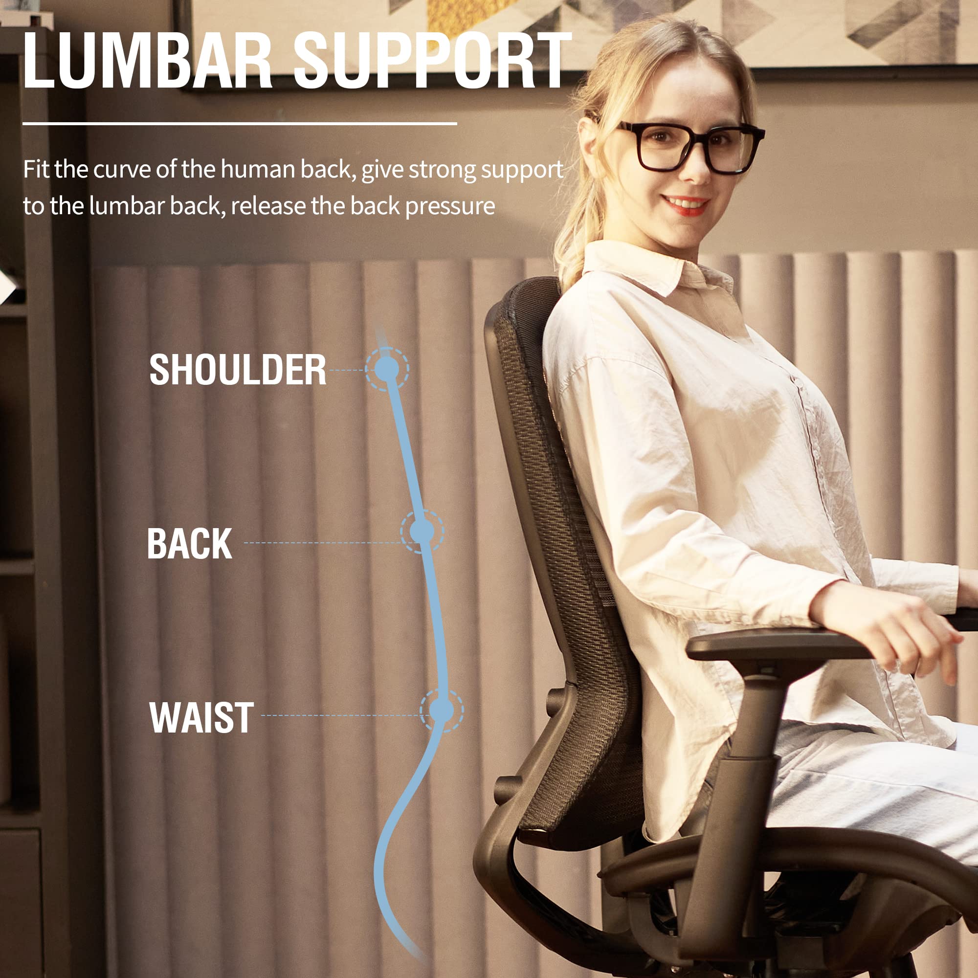 Ergonomic Office Chair | Black Mesh Computer Desk Chair with Lumbar Support & Adjustable Height