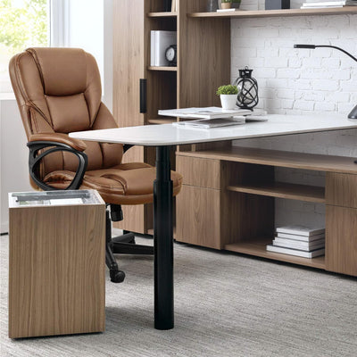 Office Executive Chair High Back Adjustable Managerial Home Desk Chair, Swivel Computer PU Leather Chair with Lumbar Support (1, Light Brown)