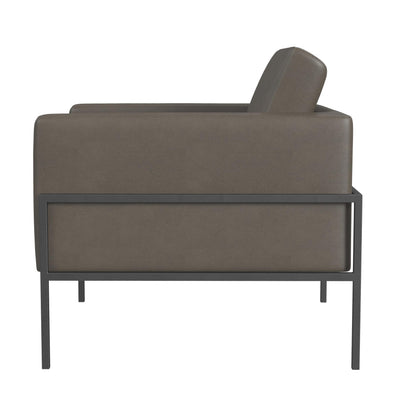 Modern Metal Frame Accent Chair| Home Décor|Accent Chairs for Living Room & Bedroom - Pewter Gray Faux Leather