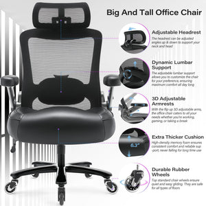 Big and Tall Office Chair 600lbs, Heavy Duty Executive Computer Desk Chair