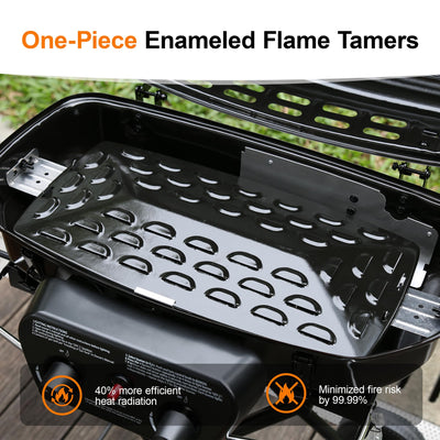 Portable Propane Gas Grill with Folding Cart and Push-Button Ignition, Standup Design for Camping, Tailgating, Backyard BBQ, Patio, Outdoor Cooking (Black)