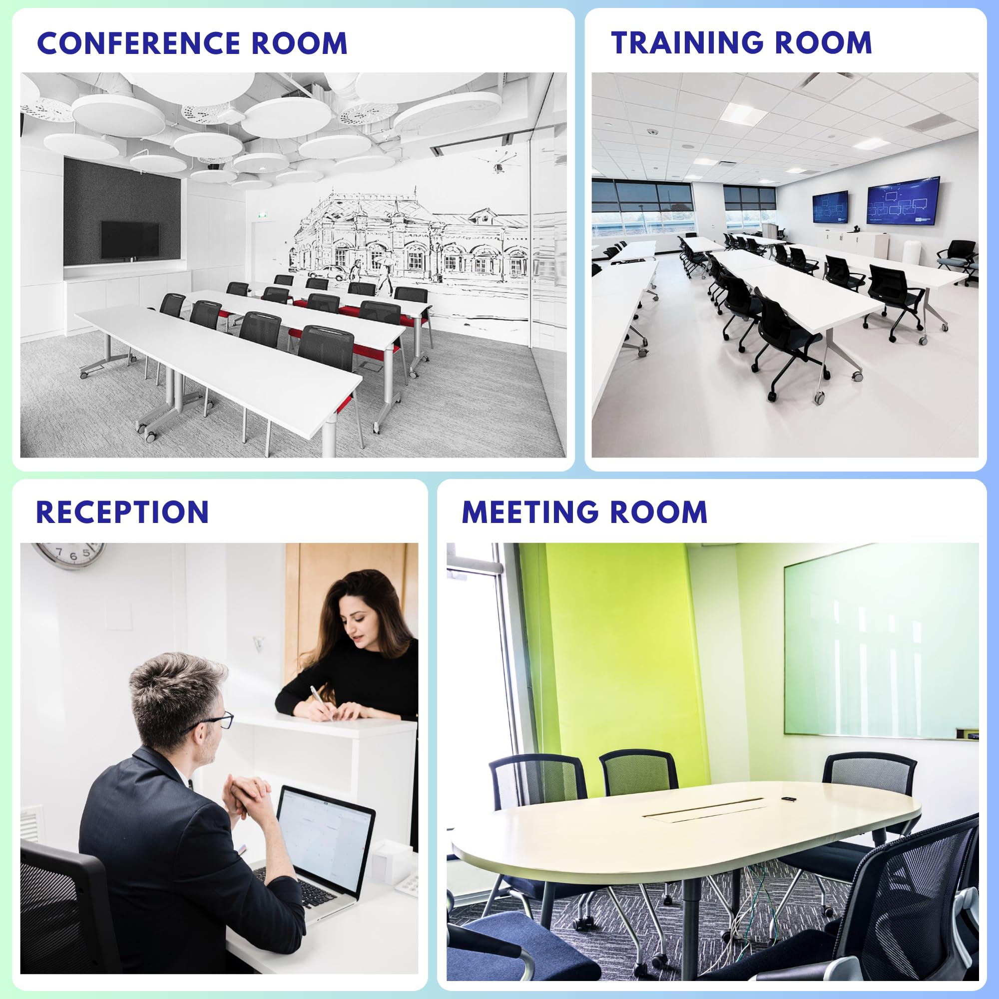 20 Pack Stackable & Foldable Conference Room Chairs with Lumbar Support, Armrest - Ergonomic Mesh Bouncing Back for Office Meeting, Conference, Reception and Training Room Chair