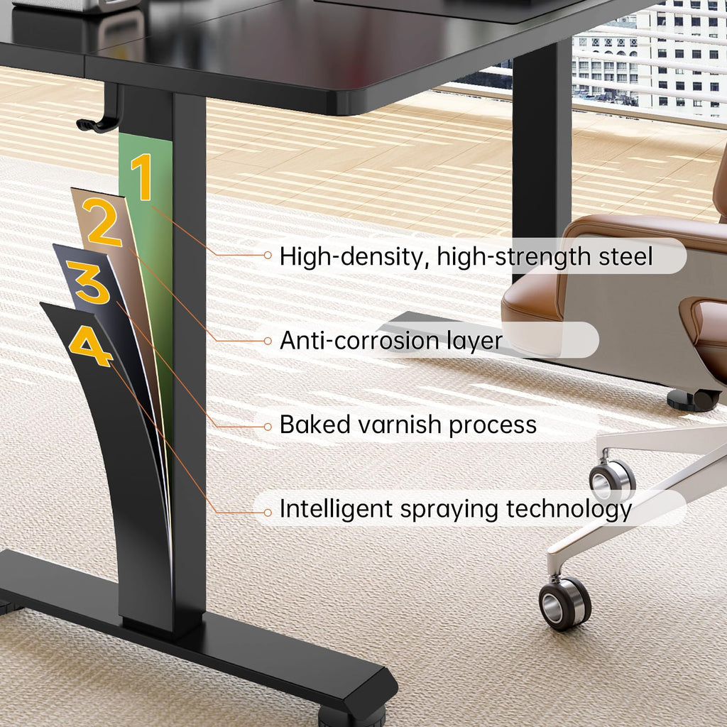 63x27.6 Inch Large Electric Standing Desk, Heights Adjustable,Sit to Stand Up, Work Home Office Computer Table for Walking Pad, Wooden Desktop Desks, Black