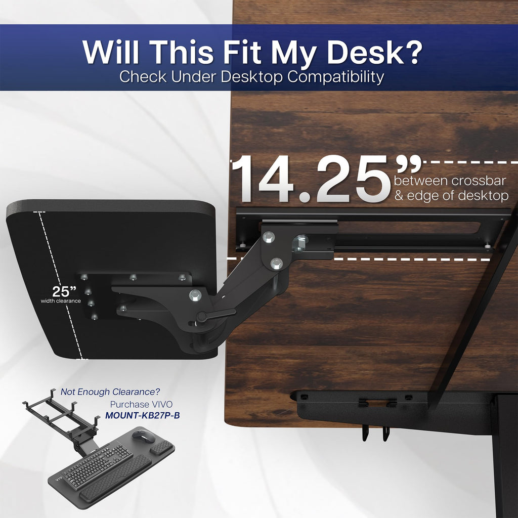 Adjustable Computer Keyboard & Mouse Platform Tray Ergonomic Under Table Desk Mount Drawer Underdesk Shelf (MOUNT-KB03B)