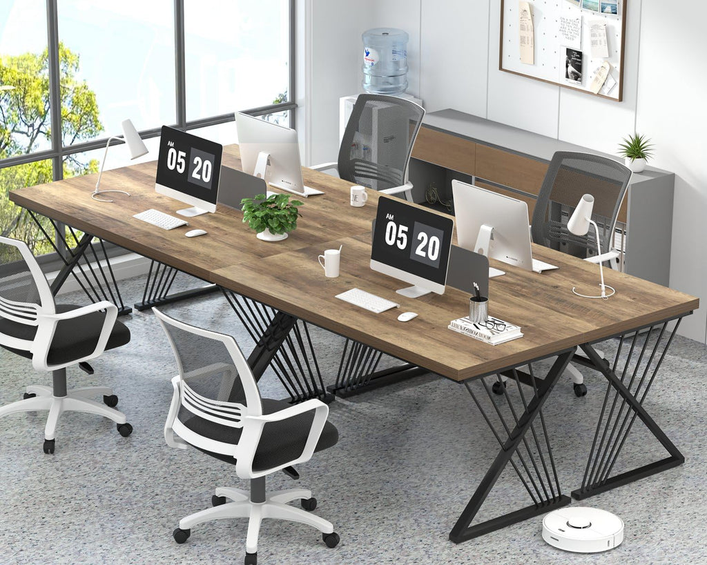 Modern Home Office Desk, Wood and Metal Computer Desk, Industrial Study Writing Work Table for Bedroom Living Room, Oak, 60 Inch